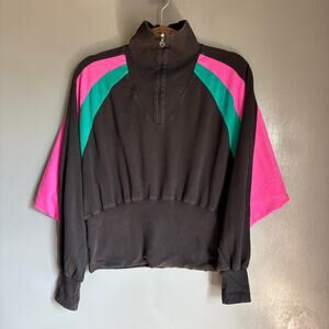 Vintage MASER Women's Large Colorblock retro Sweatshirt 1/2 Zip 90's Retro